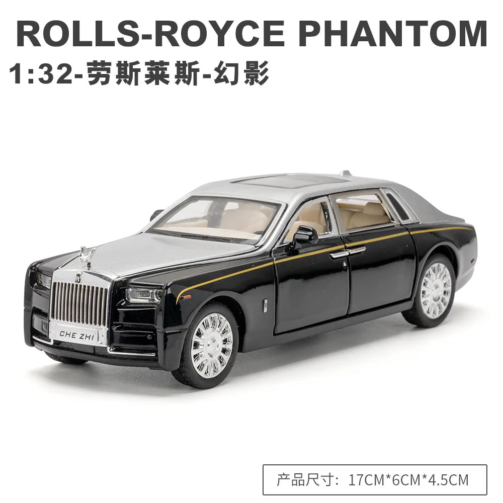 1:32 Rolls-Royce Phantom Car Model Alloy Diecast Toy Vehicles 6 Doors Can Be Opened Pull Back Function for Boys Gifts Collection