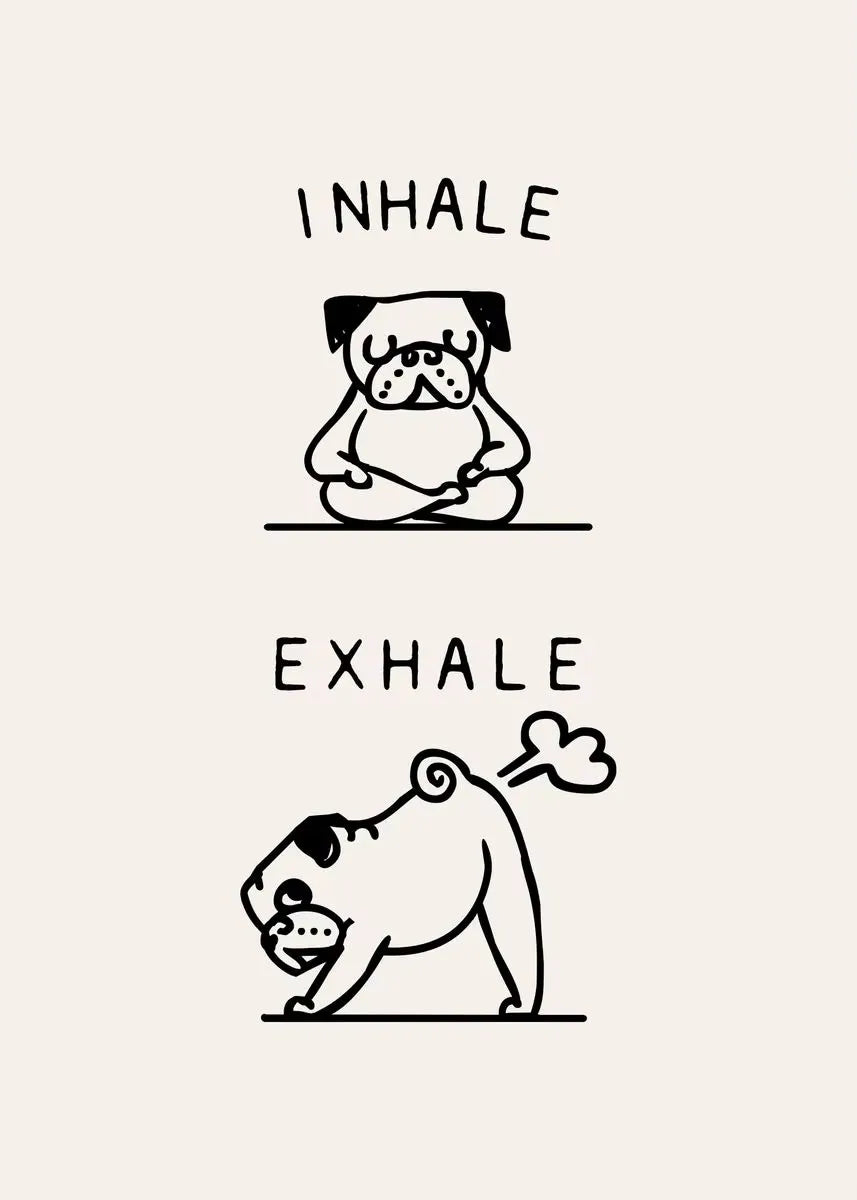 Inhale Exhale Poster Llama Sloth Husky Bulldog Dachshund Canvas Printing For Home Living Room Wall Decoration Frameless Painting