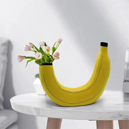 Vase à fleurs en résine en forme de banane, mignon, décoratif de table, pour arrangement de fleurs, salon, chambre à coucher, décoration de la maison
