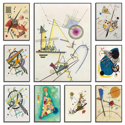 Abstract Geometric Art Posters and Print Wassily Kandinsky Canvas Painting Wall Art Picture for Living Room Home Decor Frameless