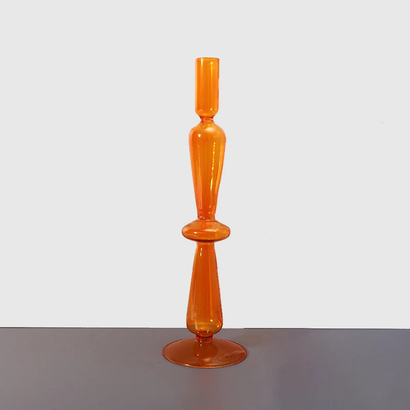 Orange Glass Vases Candle Holders for Wedding Home  Flower Vases Decoratio Candlestick Holder  Modern Living Room Decor