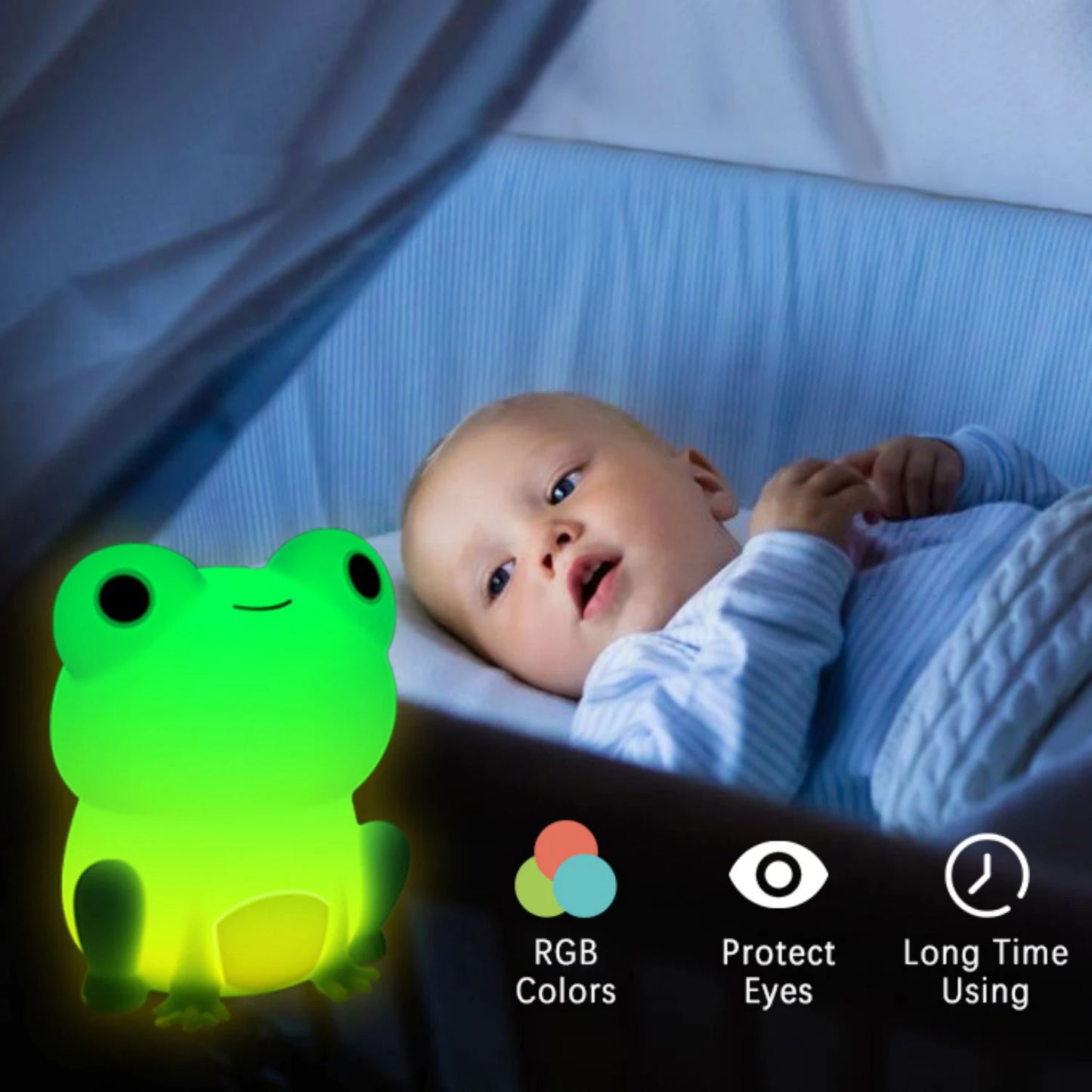 Veilleuse LED en forme de grenouille en Silicone, mignonne, capteur tactile, minuterie réglable, lampe de chevet Rechargeable par USB, décoration de chambre d'enfant et de bébé