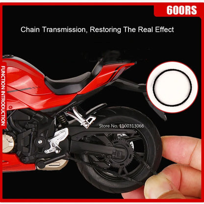 1:12 600RS Spring Breeze 450SR Motorcycles Toys Cars Models Rubber Tires Wheels Shock Absorption Miniature Vehicles Boys Gifts