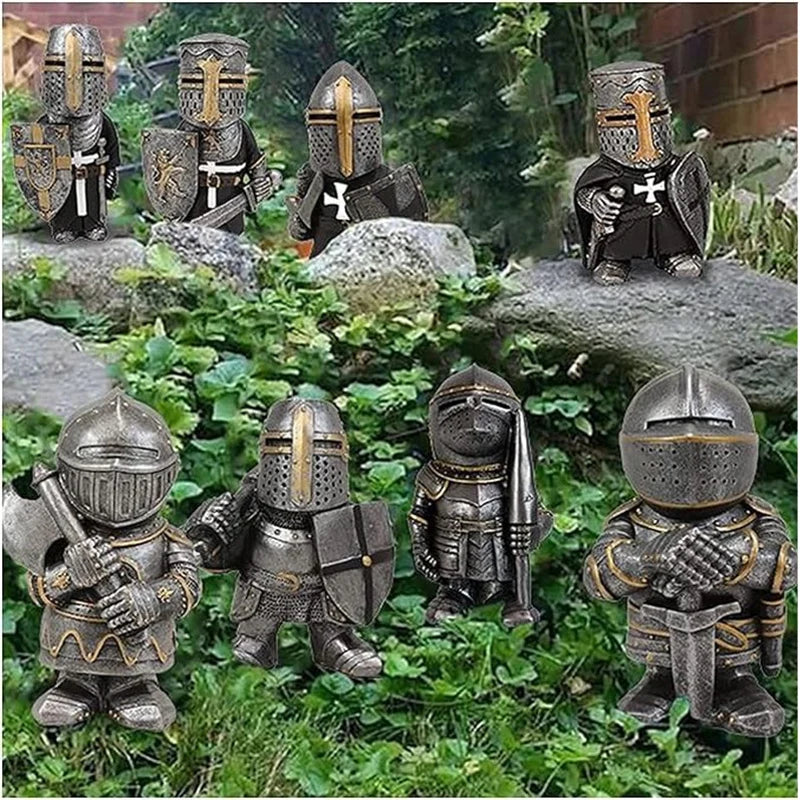 1pc Outdoor Garden Resin Statue Medieval Garden Knight Gnomes Guard Statues Sculpture for Yard Lawn Art Decor Ornaments