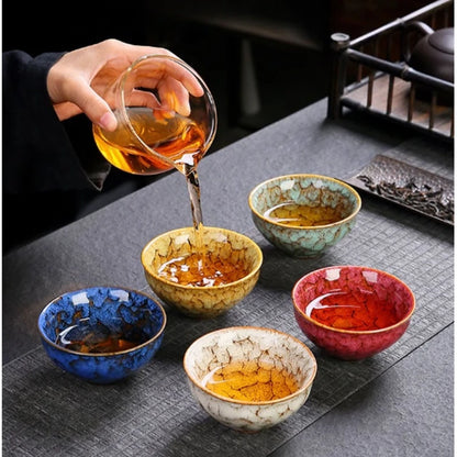 5-piece set 120ml Ceramic Kung Fu Tea Bowl Glazed Tea Cup Pu erh Master Cup Kitchen Tea Set Home Tea Set Accessories