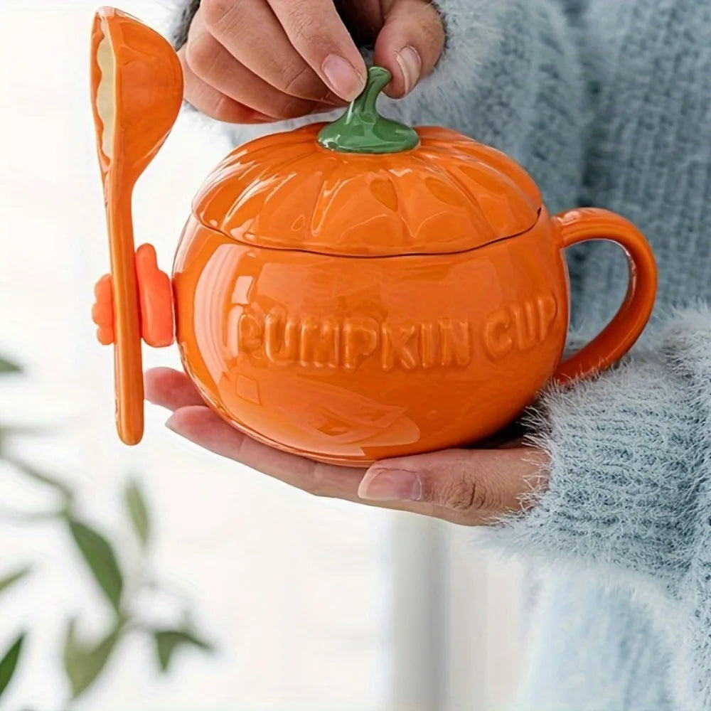 Lovely Pumpkin Mug Creative Ceramic Milk Cup Couple Afternoon Tea Coffee Milk Cup Modern Home Breakfast Oat Cup Drinking Set