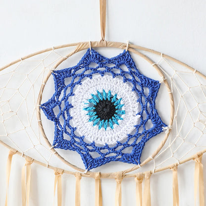 Evil Eye Dream Catcher Boho Room Decor Handmade Eye Wall Decor Blue Feather Dreamcatcher Wall Hanging Wall Art  Living Room Gift