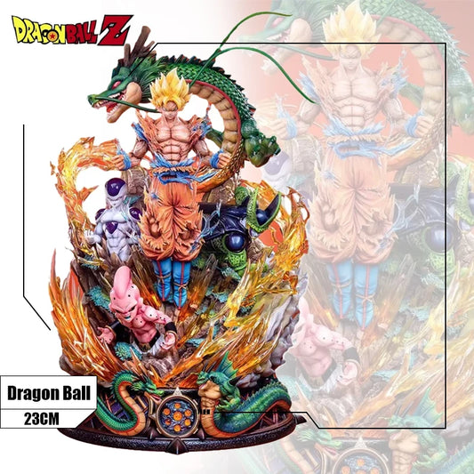 Figurine Dragon Ball Son Goku de 23cm, Figurine d'action Super Saiyan, cellule Shenron Buu, modèle de poupée de Collection, jouet cadeau pour enfants