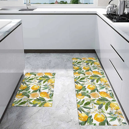 Spring Summer Lemon Non-slip Kitchen Mat Home Decor Living Room Balcony Hallway Entrance Door Mat Bedroom Laundry Bath Floormats