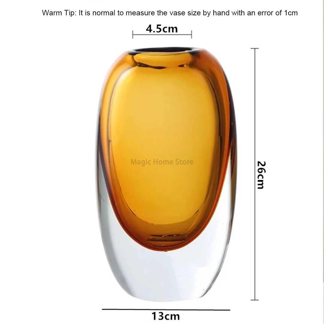 Transparent Glass Vase Crystal Flower Hydroponic Vase Modern Indoor Room Decor Decorative Vases for Living Room Table Decoration