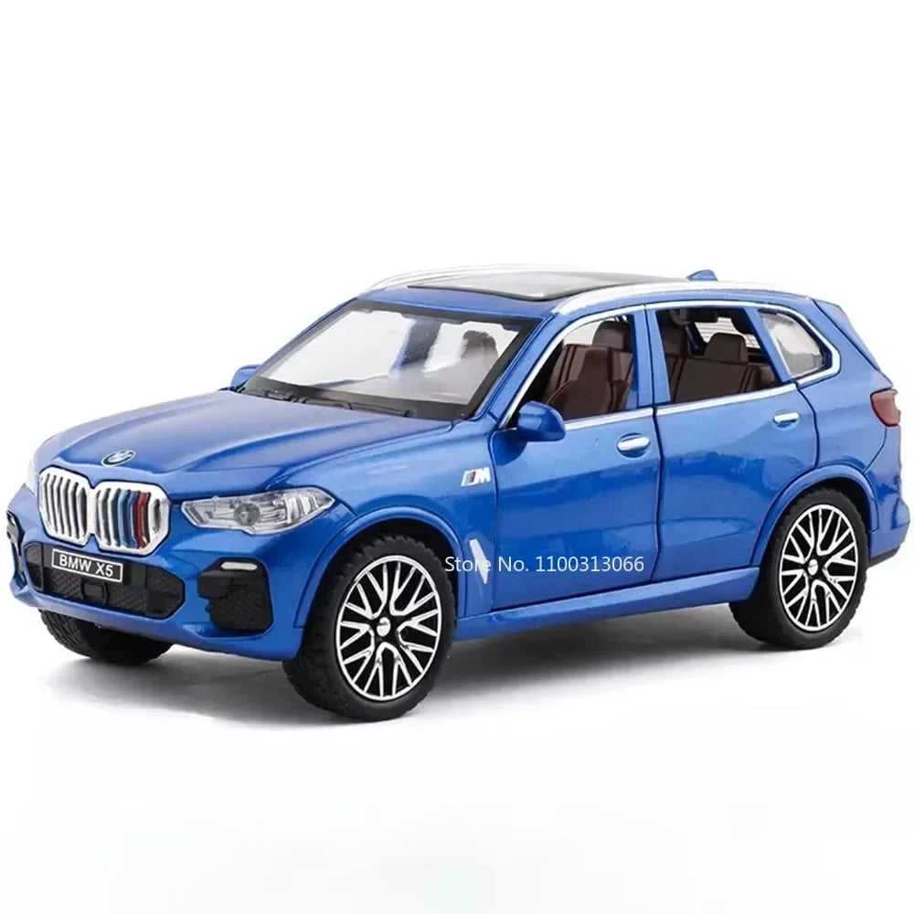 1:32 Scale X5 M8 Alloy Cars Models Diecast Toys with Light Sound SUV Doors Opened Miniature Vehicles for Kids Collection Gifts