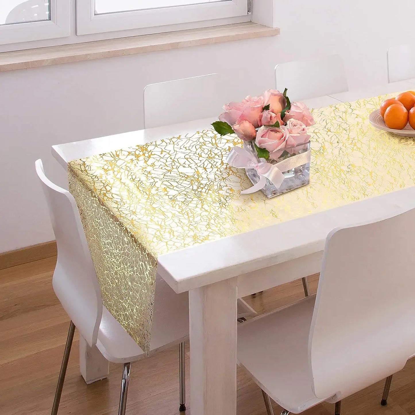 Glitter Metallic Table Runner,Polyester Gold/Rose Gold Table Runner Roll Dining Table Decor for Party Birthday Wedding