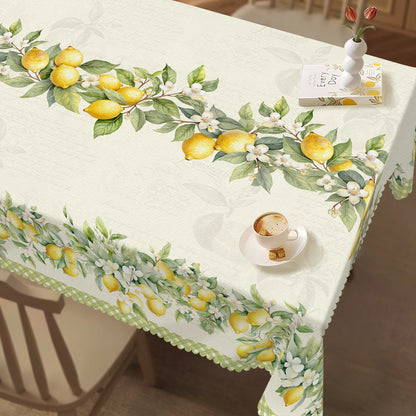 Summer Lemon Floral Buffalo Plaid Tablecloth Holiday Party Decor Retro Flowers Green Leaves Rectangle Table Cloths Home Decor