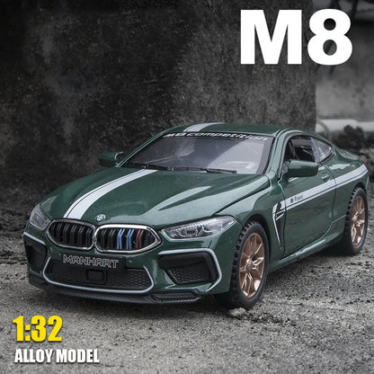 1:32 Alloy M8 Model Toys Cars with Light Sound Rubber Tires Miniature Vehicles Doors Opened Police Car Kids Children's Day Gifts