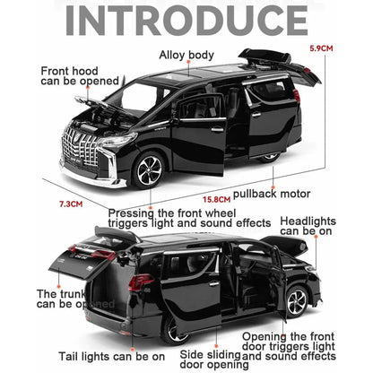 1:32 Alphard Tundra Pickup Alloy Toys Cars Models Diecasts Model SUV Vehicles with Light Sound Pull Back Car Toy for Child Gifts