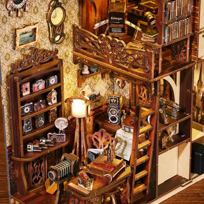 Book Nook Kit, DIY Dollhouse Booknook Bookshelf Insert 3D Wooden Puzzle Bookend for Book/Room Decor,Miniature Model House