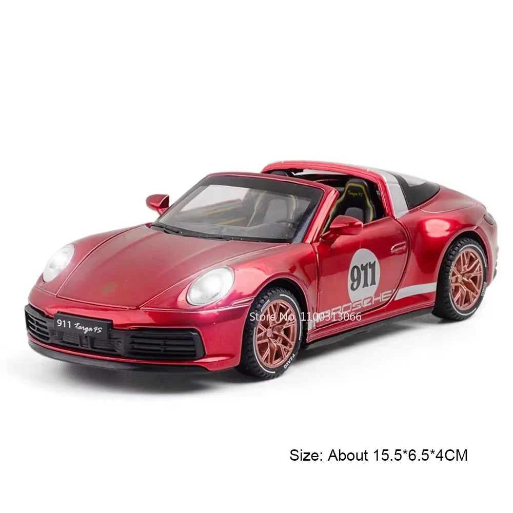 1:32 Panamera 911 Targa 4S Alloy Toys Diecast Models Cars Doors Opened Sports Car Models Light Music Vehicle Boys Birthday Gifts