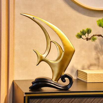 Figurine de poisson doré abstraite créative, décoration de maison, Style Post-moderne, ornement d'étagère de salon, décoration d'armoire de bureau