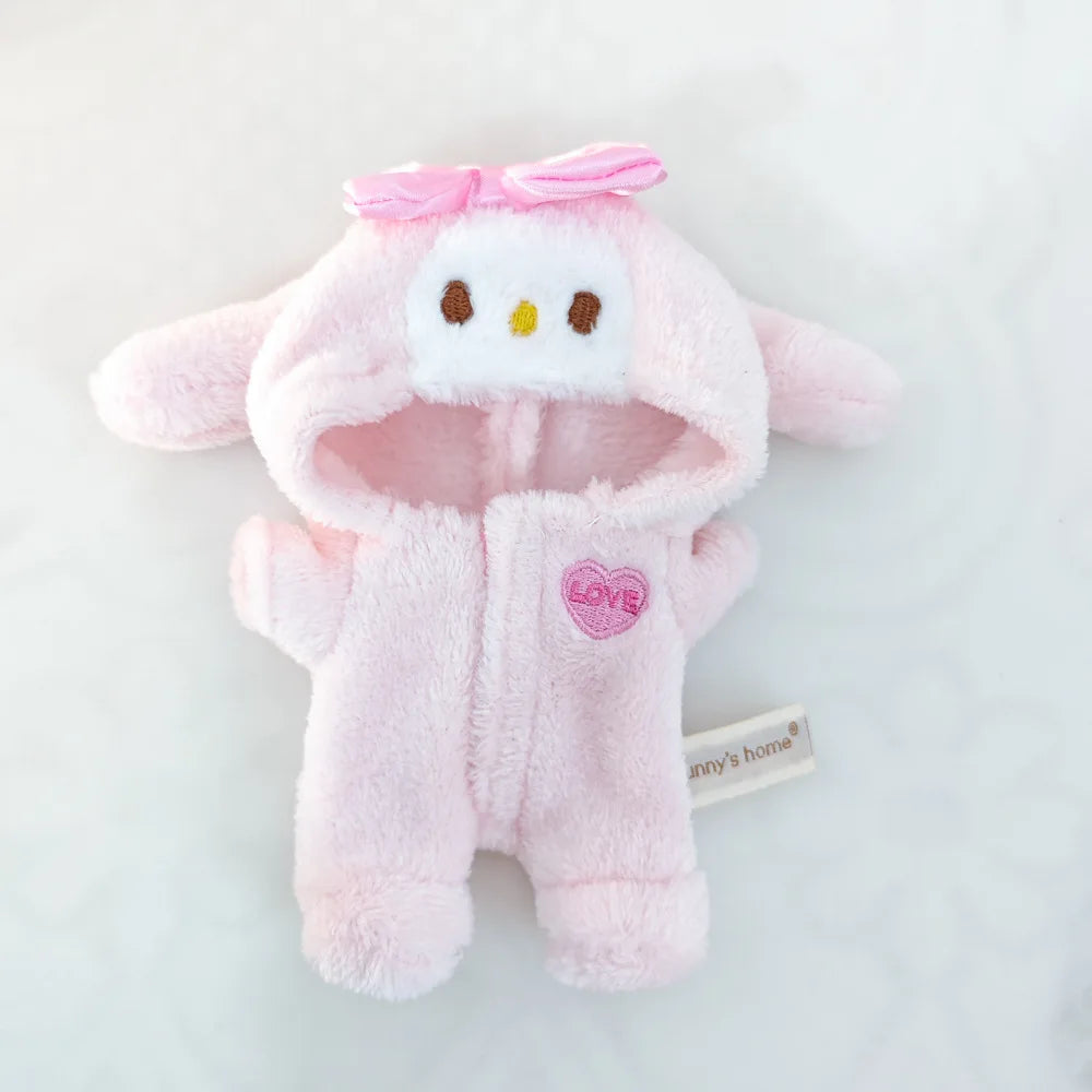 Cute Doll Accessories Clothes Onesie For 17cm Labubu V1V2 Melody Mini Dolls Clothing Kids Gift Bags For  Hairy Rabbit Bodysuit