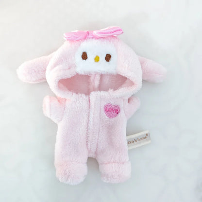 Cute Doll Accessories Clothes Onesie For 17cm Labubu V1V2 Melody Mini Dolls Clothing Kids Gift Bags For  Hairy Rabbit Bodysuit