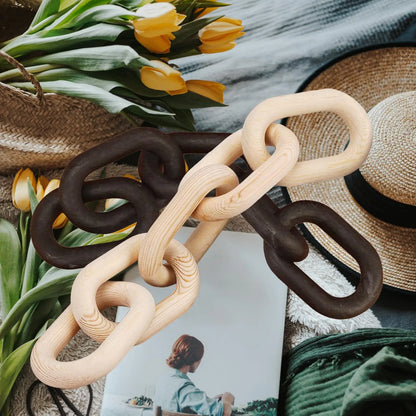 Wooden Chain Link Bohemian Art Hand Carved Modern Ornament Crafts for Farmhouse Bedroom Coffee Rustic Decoration