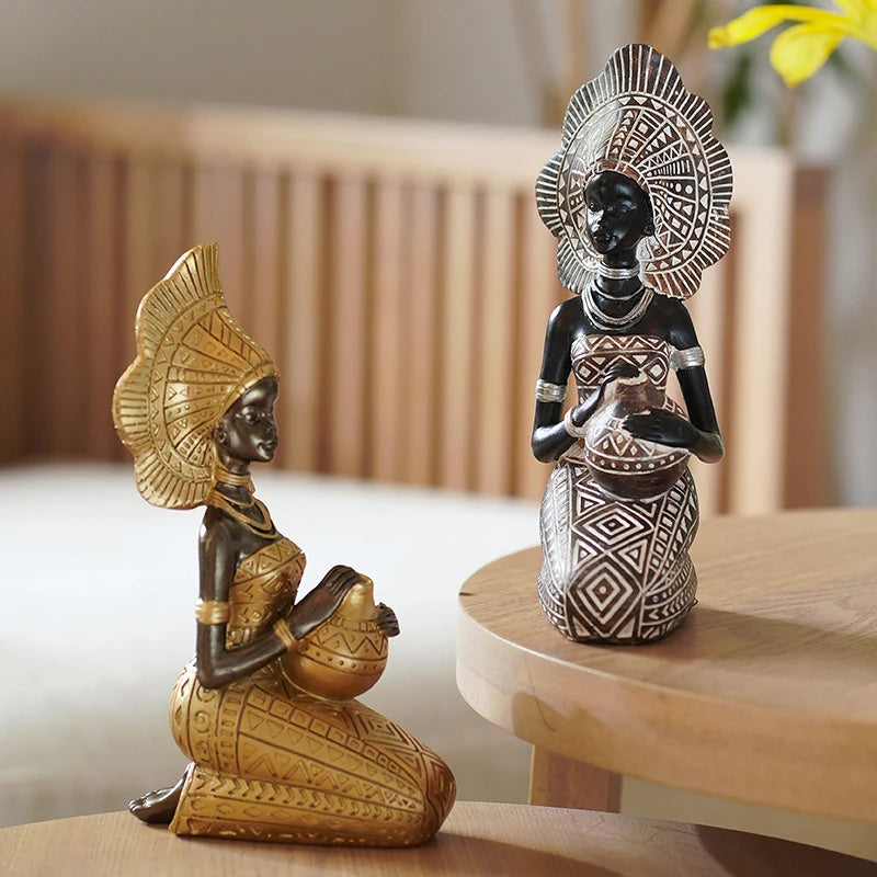 Art Sculptures And Statuettes Home Decor Decorative Statue For Living Room Figures For Decoration Table Desk African Black Women