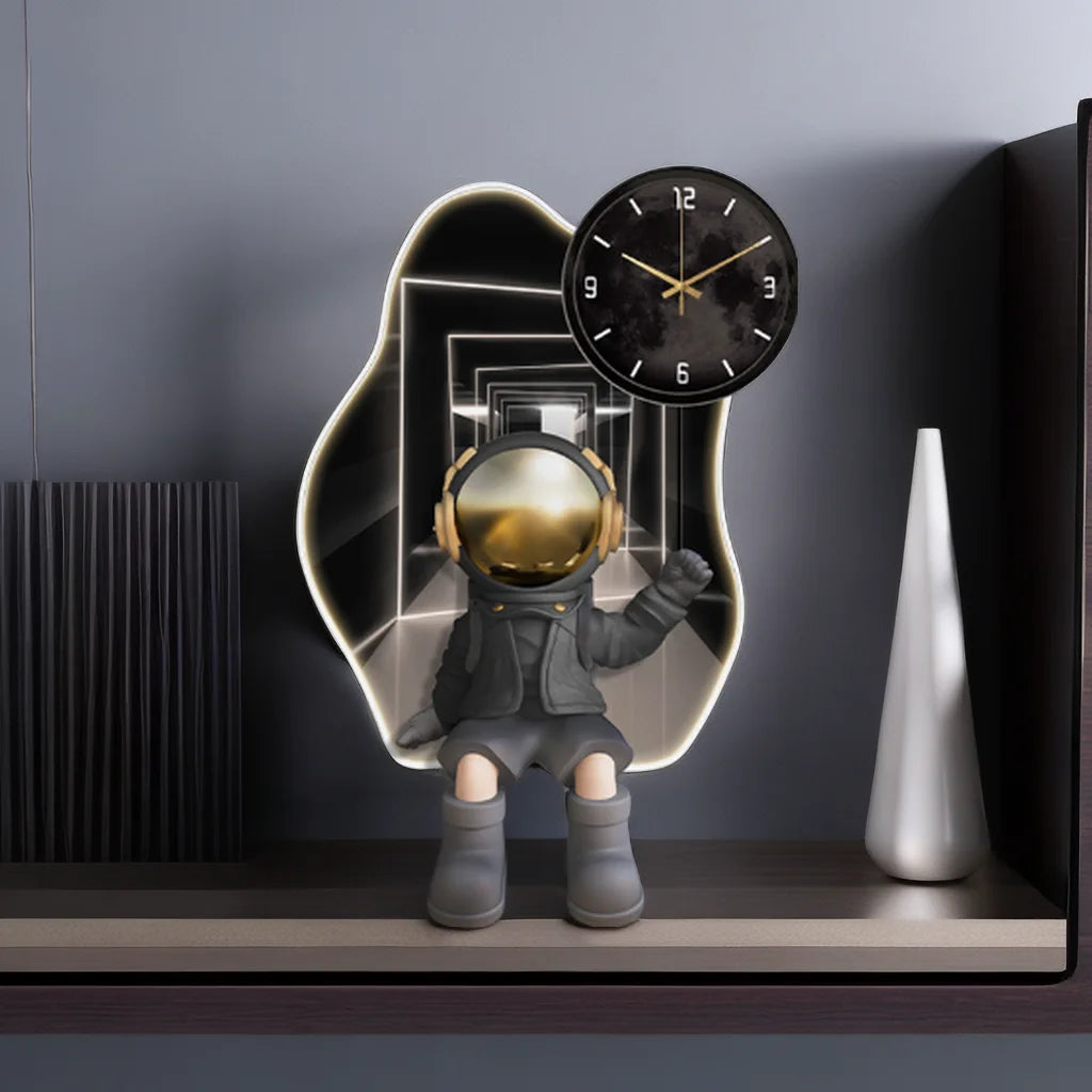 Horloge suspendue pour salon, salle à manger, chambre à coucher, maison, décoration créative de chambre d'astronaute, horloge murale silencieuse
