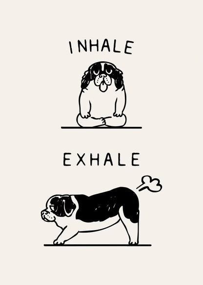 Inhale Exhale Poster Llama Sloth Husky Bulldog Dachshund Canvas Printing For Home Living Room Wall Decoration Frameless Painting