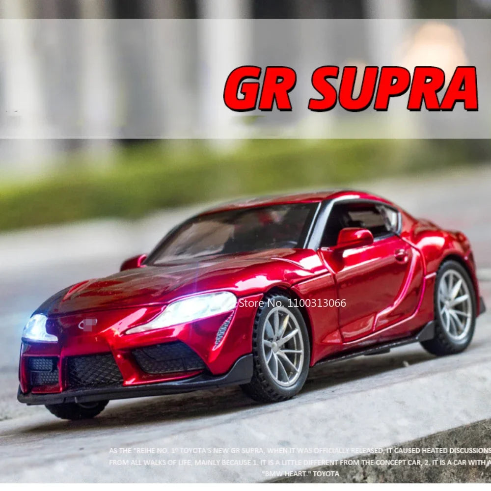 1:32 GR Supra Alphard Miniature Supercar Toy Models Alloy Diecast Sports Cars Pull Back Doors Opened Sound Light Collection Toys