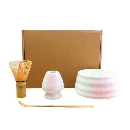 4pcs/set Japanese Style Matcha Tea Set With Tool Rack, Including Bowl, Whisk, Spoon, Great Gift For Ceremony, Traditional Decora