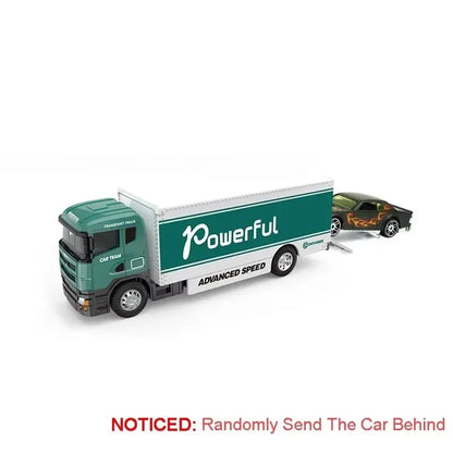 1: 64 Container Trailer Toys Alloy Models Cars Doors Opened Pull Back Miniature Flatbed Transport Vehicles Boys Festival Gifts