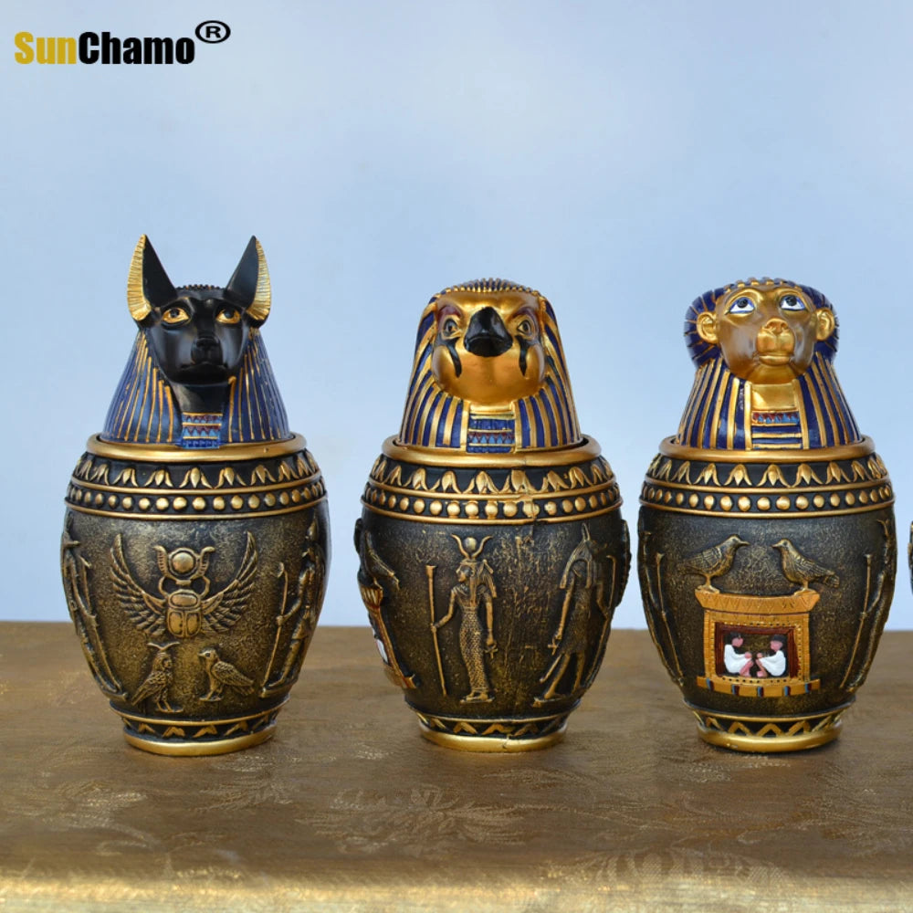 Ancient Egypt Cat God Canopic Jar Storage Figurines Pharaoh Saint Resin Art&Craft Home Decoration Decor