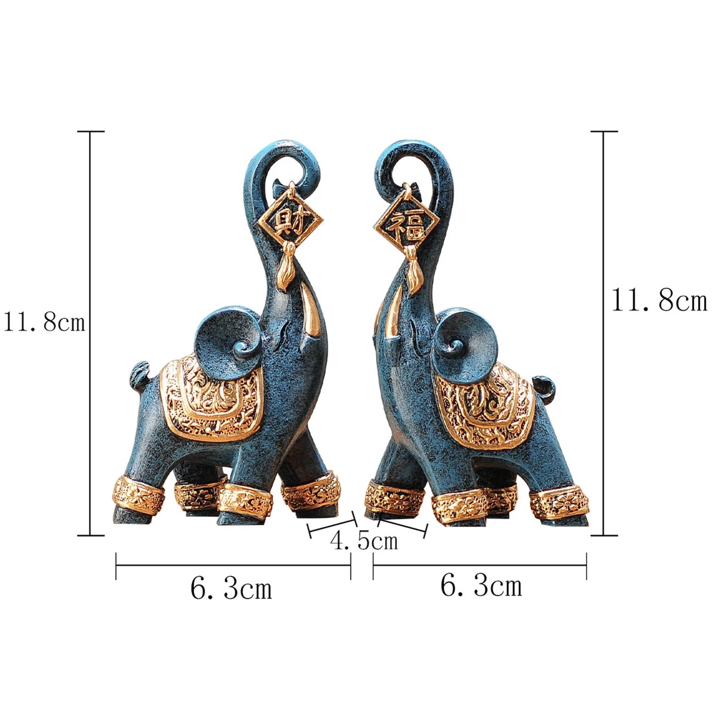 2x Elephant Statues Nordic Style Resin Elephant Figurine Sculpture Collection