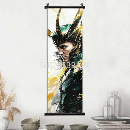 Marvel The Avengers Movie Loki Hanging Scroll Poster Artwork Home Decoration Decor Avengers Wallpaper Canvas Painting Print Gift