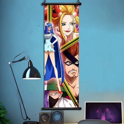 Luffy Hanging Scroll Poster ONE PIECE Anime Cartoon Wall Artwork Canvas Decor Home Decoration Zoro Wallpaper Doflamingo Art Gift
