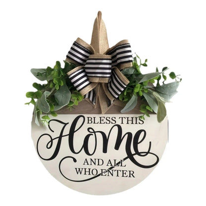 Front Door Welcome Sign Porch Decoration Decorative Rustic 30cm with Hanging