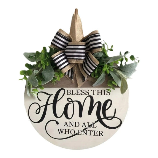 Front Door Welcome Sign Porch Decoration Decorative Rustic 30cm with Hanging