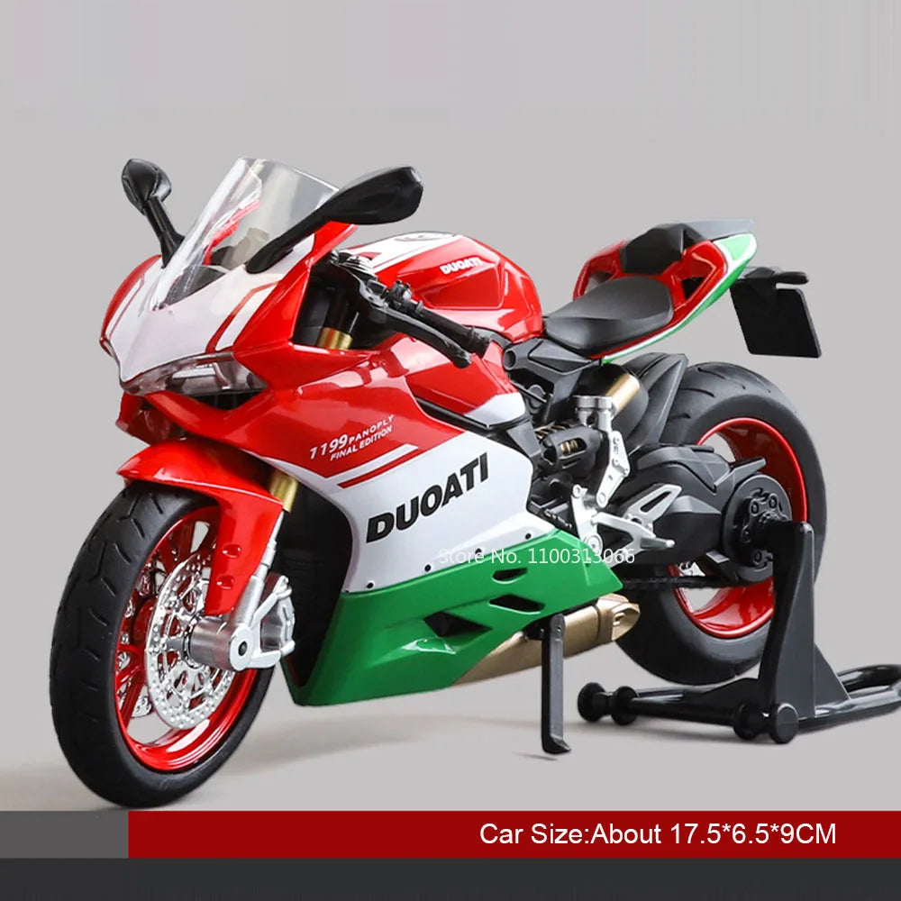 1:12 1199 Spring Breeze 250 SR Motorcycle Models Cars Alloy Diecast Toys Light Music Wheel Turned Motorcycles Vehicle Kids Gifts