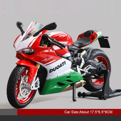 1:12 1199 Spring Breeze 250 SR Motorcycle Models Cars Alloy Diecast Toys Light Music Wheel Turned Motorcycles Vehicle Kids Gifts