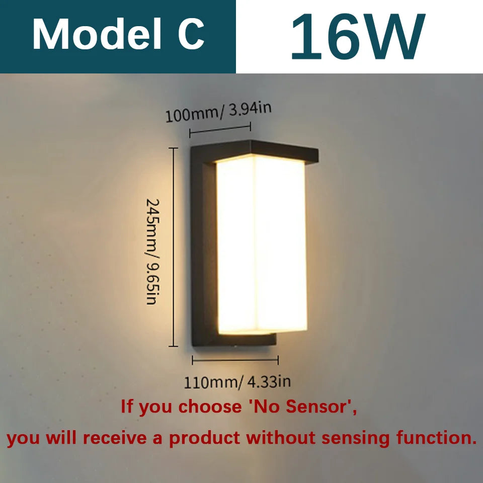 LED Outdoor Wall Light Wall Lamp Motion Sensor AC110V 220V Waterproof Modern Indoor Home Balcony Path Porch Garden Decoration