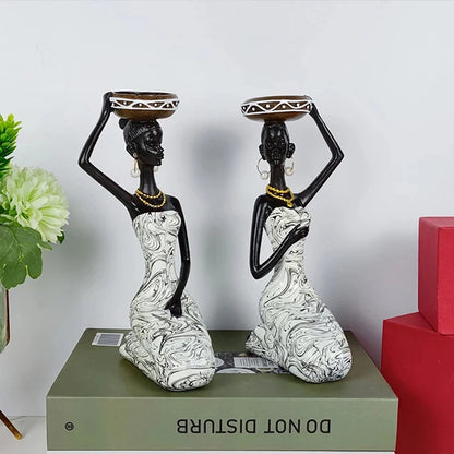 Bougeoir moderne bougeoirs noirs pour décoration Table armoire bougeoirs salon Sculpture résine décor à la maison afrique