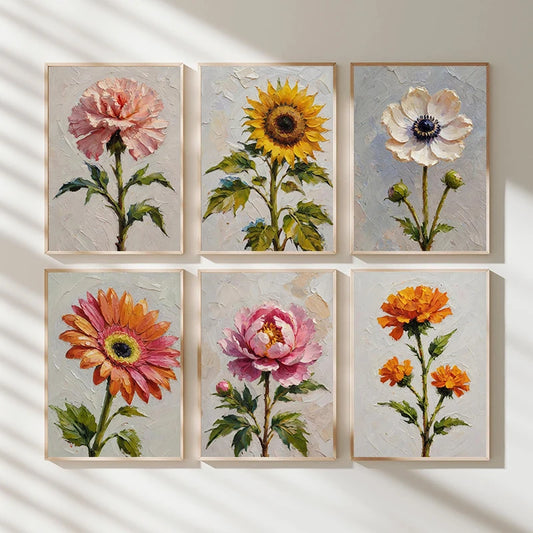 Retro Aesthetics Tranquility Plants Flowers Illustrations Posters Canvas Printing Oil Painting Living Room Bedroom Home Decor