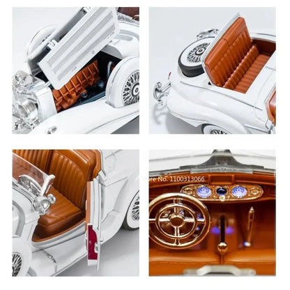 1:18 500K Toys Cars Alloy Diecast Models Wheel Steering Miniature Vintage Car Rubber Tires Light Sound Vehicles Boys Xmas Gifts