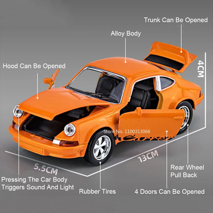 1:36 911 Carrera 1974 Rolls-Royce Cullinan Toy Cars Models Alloy Diecast Rubber Tires Pull Back Miniature Vehicle for Boys Gifts