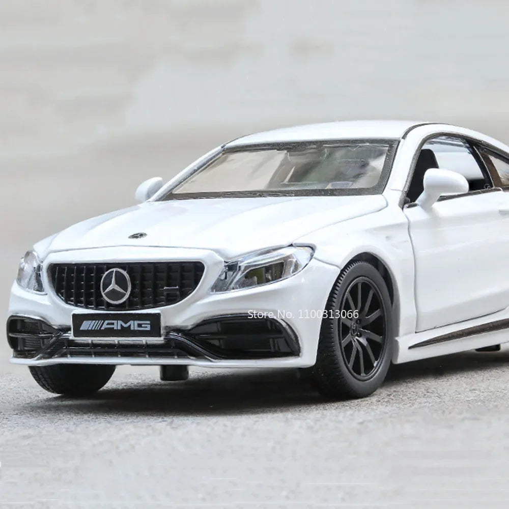 1:32 Alloy C63S GT63S Cars Models Diecast Toys Doors Opened Miniature Vehicles Rubber Tires Light Music Car Boys Xmas Gifts