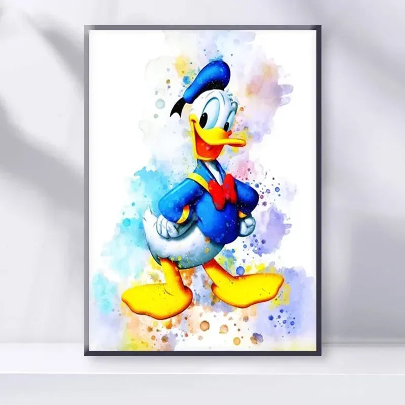 Disney Cartoon Poster Watercolor Canvas Painting Mickey Mouse Donald Duck Art Picture Wall Prints Mural Kids Room Decor Gifts