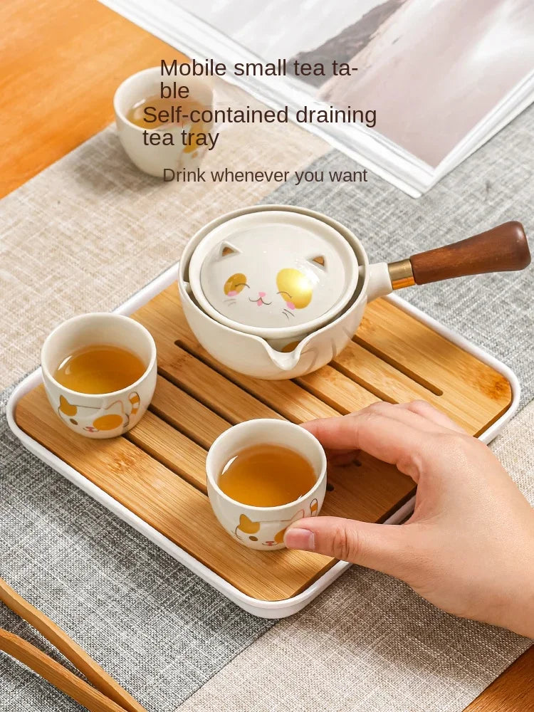 KAWASIMAYA Kung Fu Tea Set Home Portable Travel Office Ladies Exquisite Bubble Tea Set Tea Cup Set