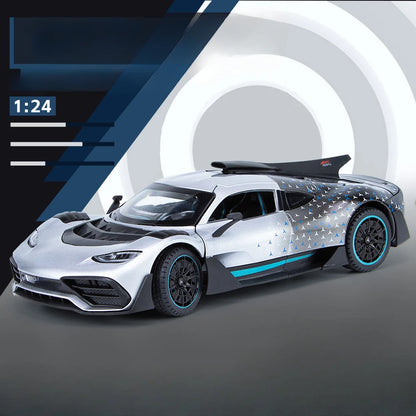 1/24 Scale Alloy Car Model ONE Sports Car Metal Diecast Toy Vehicles Simulation Sound & Light Toy for Children Gift Collectibles