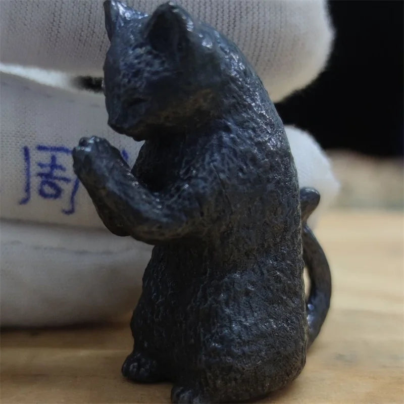 Miniature Cat Pure Coppe Figurine Animal Model Art Decoration Accessories Tabletop Interior Craft Objects Home Ornament Figure