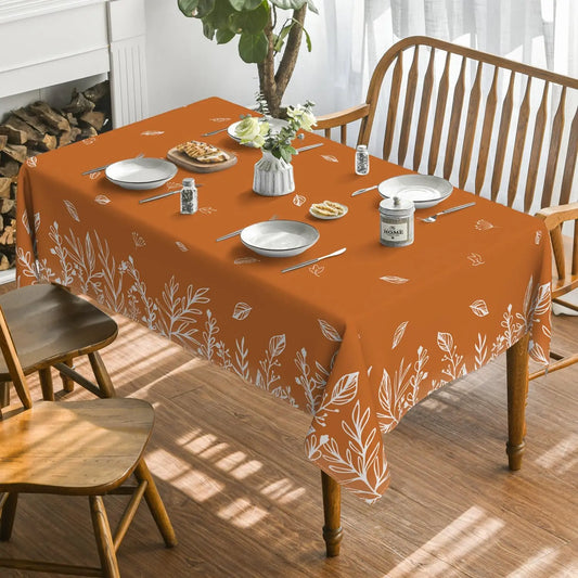 Autumn Thanksgiving Orange Wild Flower Tablecloth Fall Harvest Rectangle Table Cover Farmhouse Holiday Wedding Party Table Decor